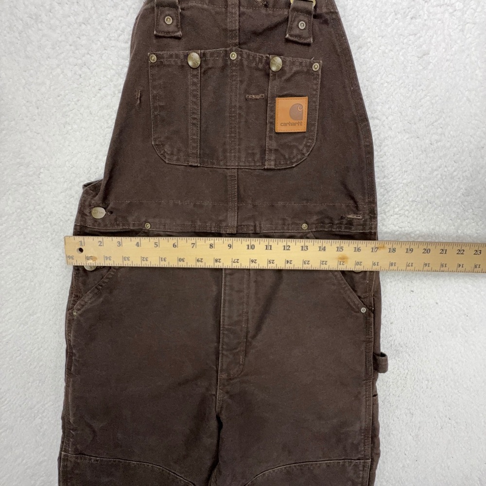 Carhartt R27 DKB Quilt Lined Sandstone Bib Overalls Dark Brown 32 x 30 Mens - Picture 6 of 13
